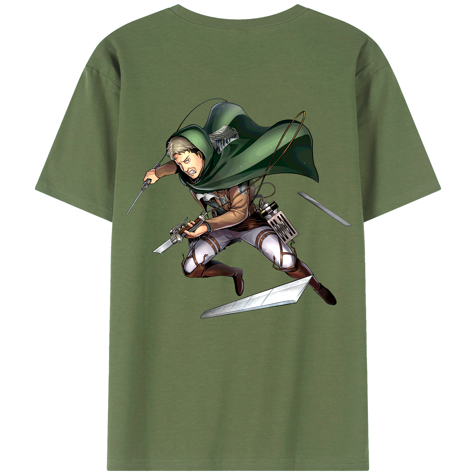 （画像用） 進撃の巨人 Attack on Titan 綿100％ メンズ半袖Tシャツ（バックプリント） 通気性
